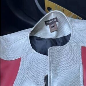 Classic red, black and white, faux leather, multiples.